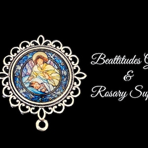 Guardian Angel with Children Rosary Center LARGE Centerpiece Angel Connector Baptism