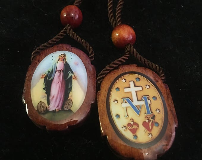 Miraculous Medal and Miraculous Medal Symbol on Back Wooden Etsy