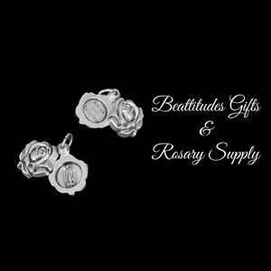 Our Lady of Guadalupe Roses Small Medals Double sided Set of 2  for Charm Bracelet or Pendant Virgin Mary