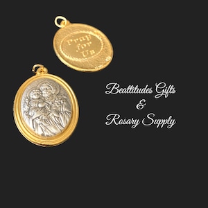 Saint Joseph Pray for Us Medal One PREMIUM PENDANT Double sided ITALY Rosary Chaplet Medal or Pendant