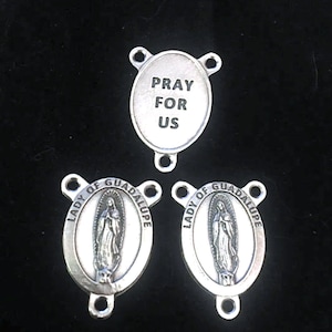 Guadalupe Pray for Us Rosary Centerpiece LOT of 3 Medas Maonnda Double sided Medal
