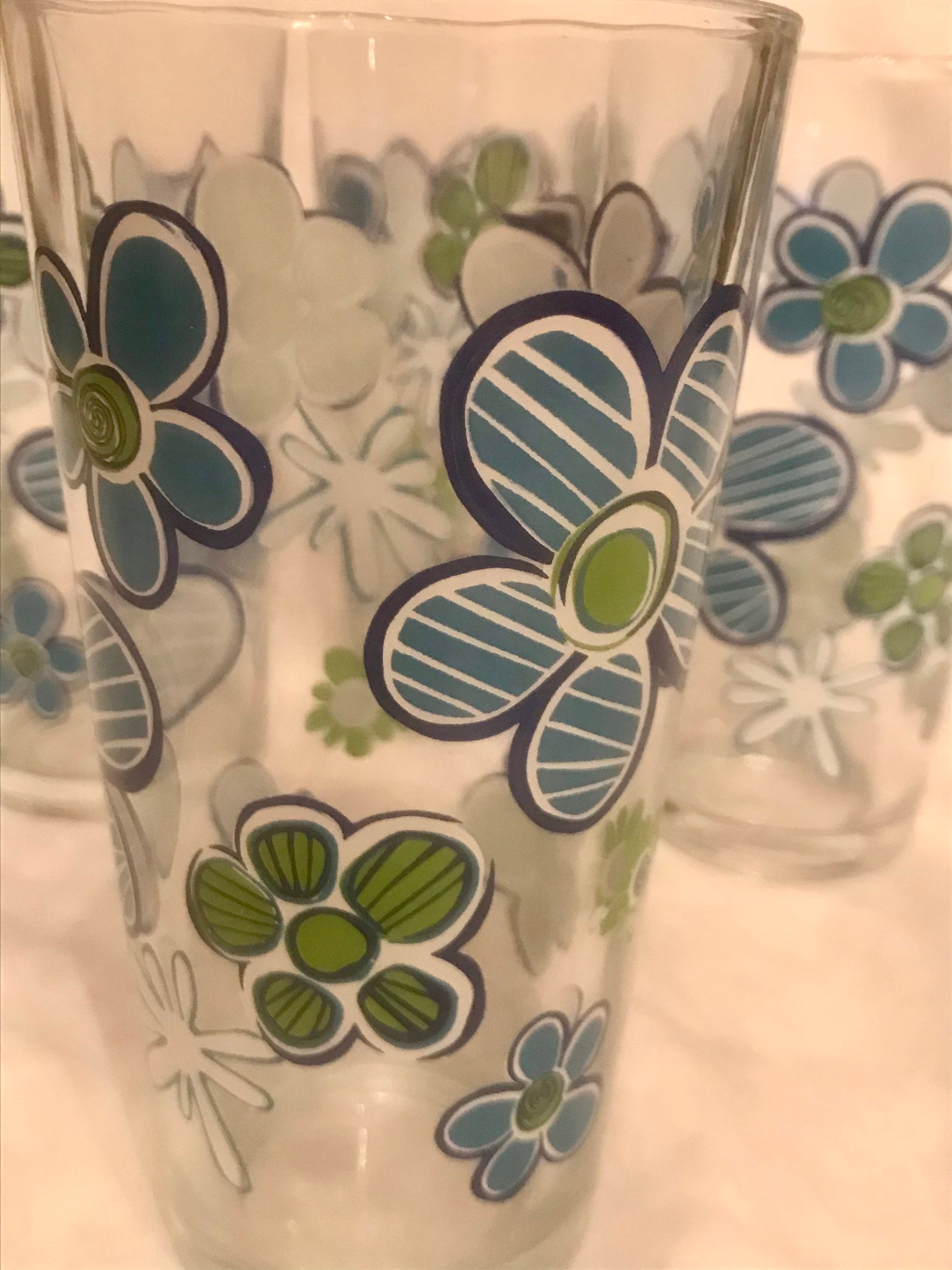 Vintage Daisy Flower Drinking Glasses Set of 4 Highball Etsy
