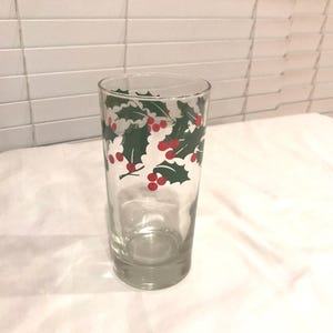 Vintage Christmas Glass Holly and Berries Christmas Kitchen Decor Green And Red Berries Holly Indiana Glass