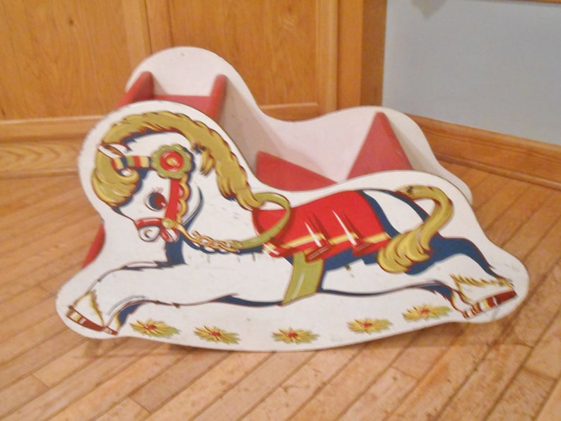 Vintage Rocking Horse Seat Sleigh Child s Seat Chair Etsy