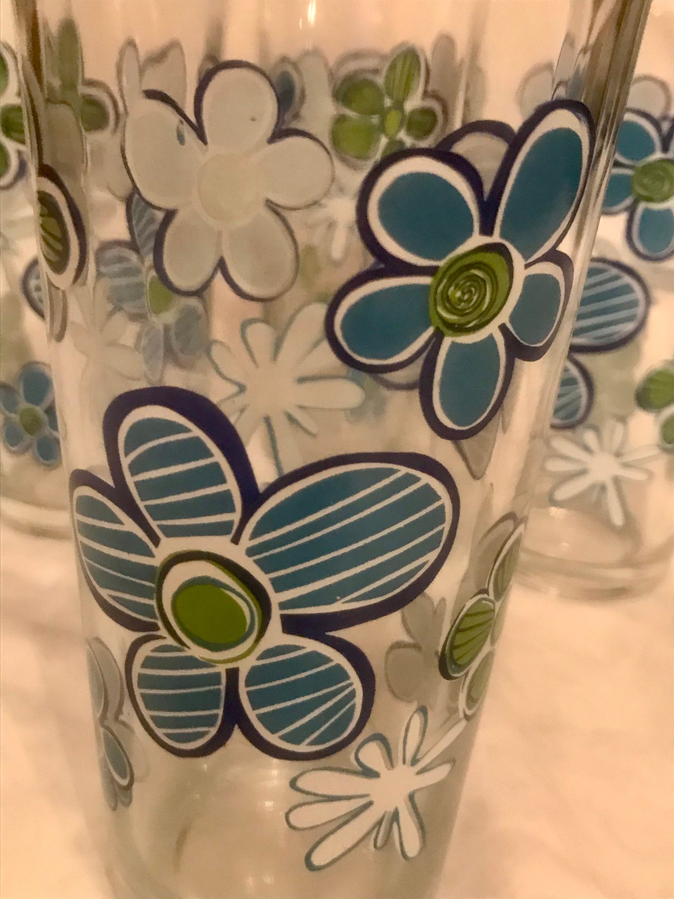 Vintage Daisy Flower Drinking Glasses Set of 4 Highball Etsy