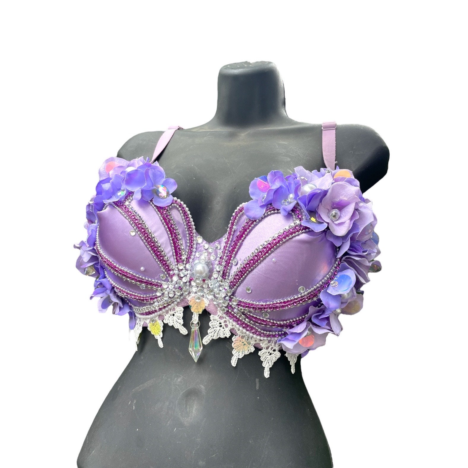 Little Mermaid Purple Rave Bra Top made to Order Item: Featuring a