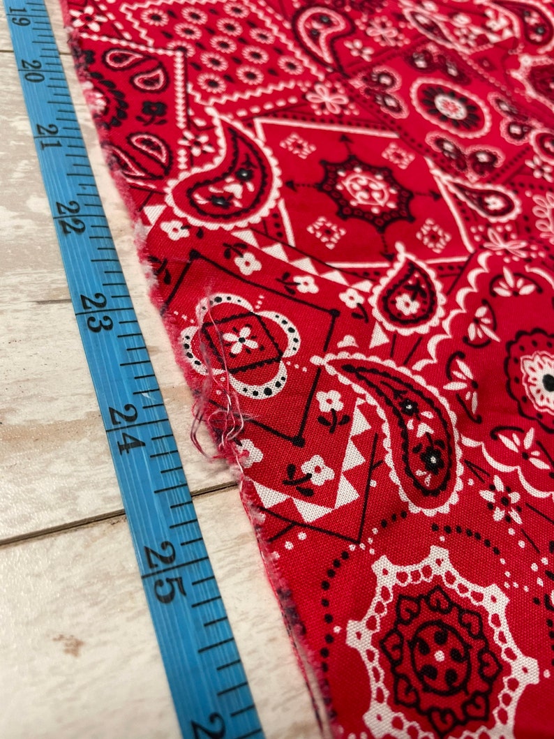 Red Paisley Bandana Cotton Fabric remnant Nonstretch Etsy