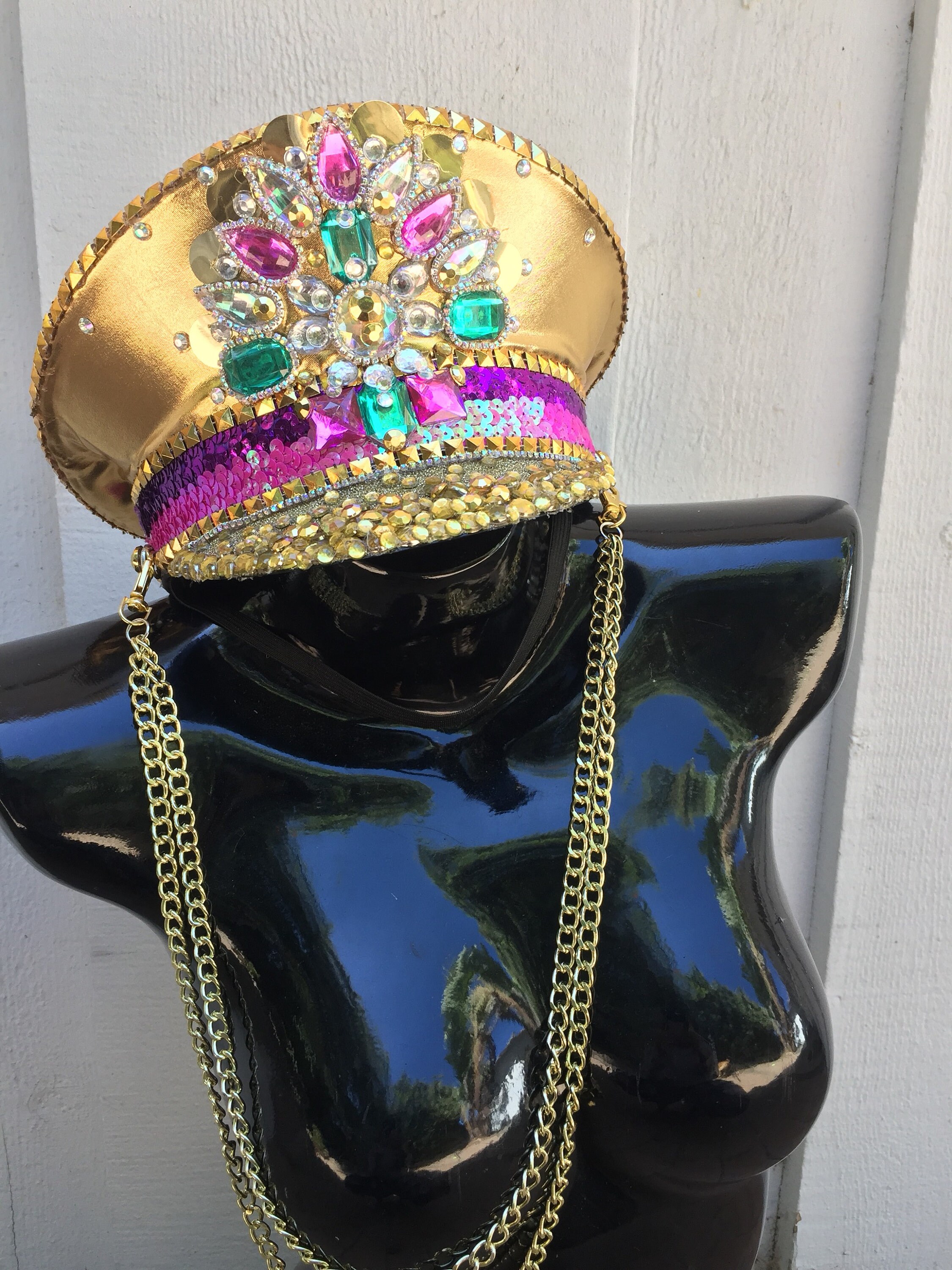 Glistening Gold Captain's Hat Festival Hat Military Hat Etsy