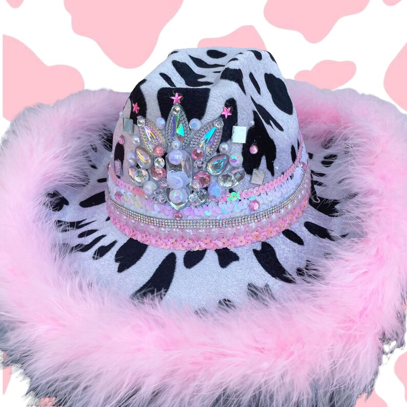 Baby Pink Dairy Product Cowgirl Hat unisex Festival Etsy