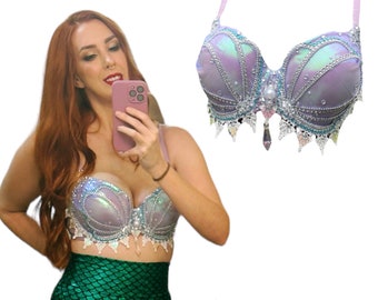 Iridescent Opal Mermaid Top (Made to Order Item) | Rave Clothing | Festival Outfit | Birthday Party Actor | Siren Costume