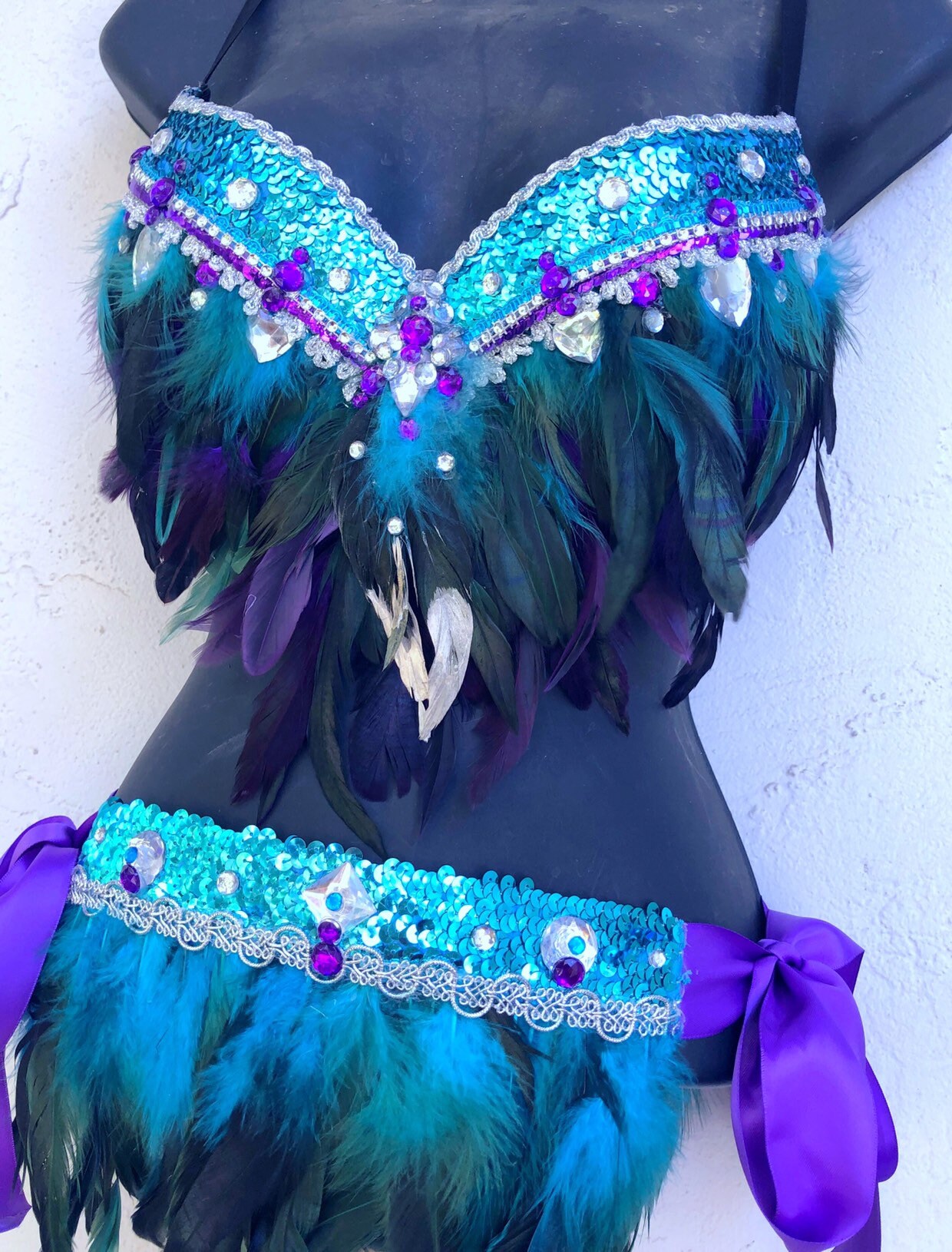 Bird-of-paradise Set bra/ Feather Belt: Rave Wear Festival - Etsy