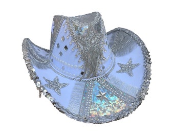 Rhinestone Fringe Cowgirl Hat (Made to Order Item) | Concert Outfit | Festival Fashion | Nashville Bachelorette Party | Gift for Bride