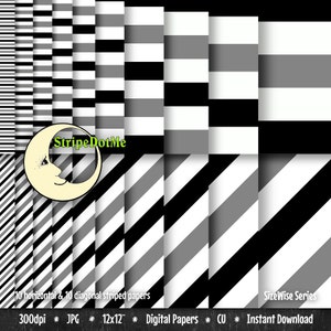 Stripe Digital Paper Black Gray White Stripes Diagonal Scrapbook Paper Big Striped Papers Fine Stripes Digital Stripes Download CU 00065