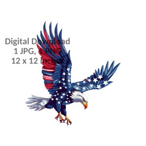 American Eagle Clipart, Patriotic Eagle PNG, American Bald Eagle Design, Flag Patriotic Eagle, Patriotic T-shirt Design, 4th of July Eagle