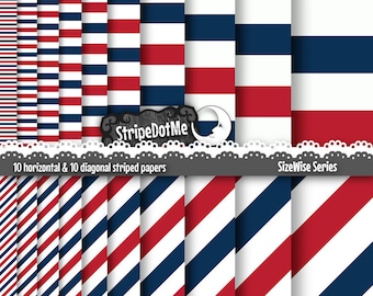 4th of July Digital Paper, Fourth of July, Red Blue Stripes, Patriotic Paper, Red White and Blue, Blue Stripes, Independence Day, 00045