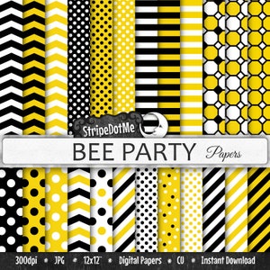 Bee Digital Paper, Honeycomb Paper, Bright Yellow Paper, Bumble Bee, Digital Paper Yellow, Yellow Background, Chevron Paper, - CU 00044