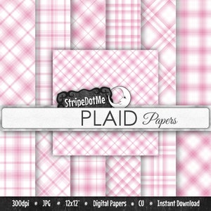 Plaid Digital Paper, Scrapbook Paper, Pink Paper, Tartan Digital Paper, Digital Paper, Plaid Background, Digital Plaid, Pink Digital, 00166