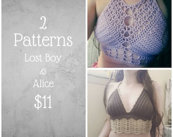 CROCHET PATTERNS | 2 Crochet Halter Top | Crochet Top | Crochet Bra | Festival Top | Crop Top | Summer Top | Bralette | SmallTownCoven