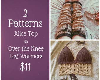 CROCHET PATTERNS | 2 Crochet Patterns | Leg Warmers | Crochet Tops | Fall Pattern | Thigh Highs | Festival Top | SmallTownCoven