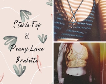 PATRONES DE GANCHILLO / 2 Patrones de tops de crochet / Patrones de bralette de crochet / Patrones de crochet para principiantes / SmallTownCoven