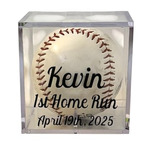Personalized UV Protected Baseball Display Case: First Home Run, Coach Gift