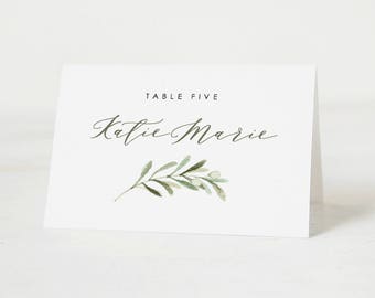 greenery place card template printable place cards wedding etsy place card templates