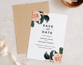 greenery save the dates template printable save the date etsy