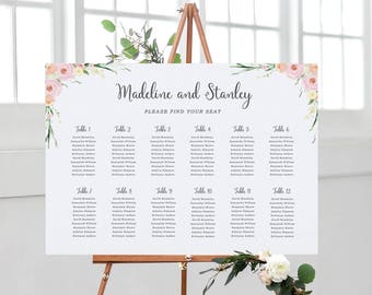 greenery wedding seating chart template printable seating etsy