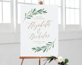 Greenery Wedding Welcome Sign Template • Printable Welcome Poster • Printable Welcome Sign • Editable in Word/Pages • MAC/PC