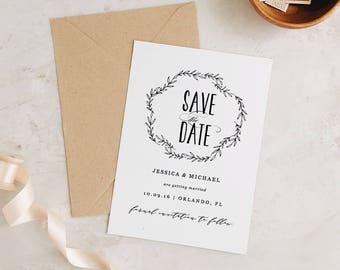 greenery save the dates template printable save the date etsy