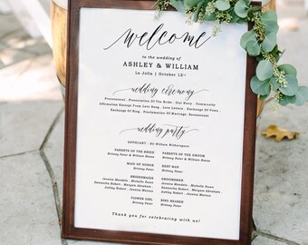 wedding program sign etsy