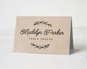 printable place card template wedding place cards escort card wedding name tags rustic wedding edit in word and pages - Printed Wedding Place Cards printable place card template wedding place cards escort card wedding name tags rustic wedding edit in word and pages - Printed Wedding Place Cards