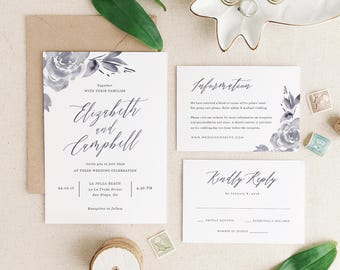 wedding invitation template printable wedding invitation etsy