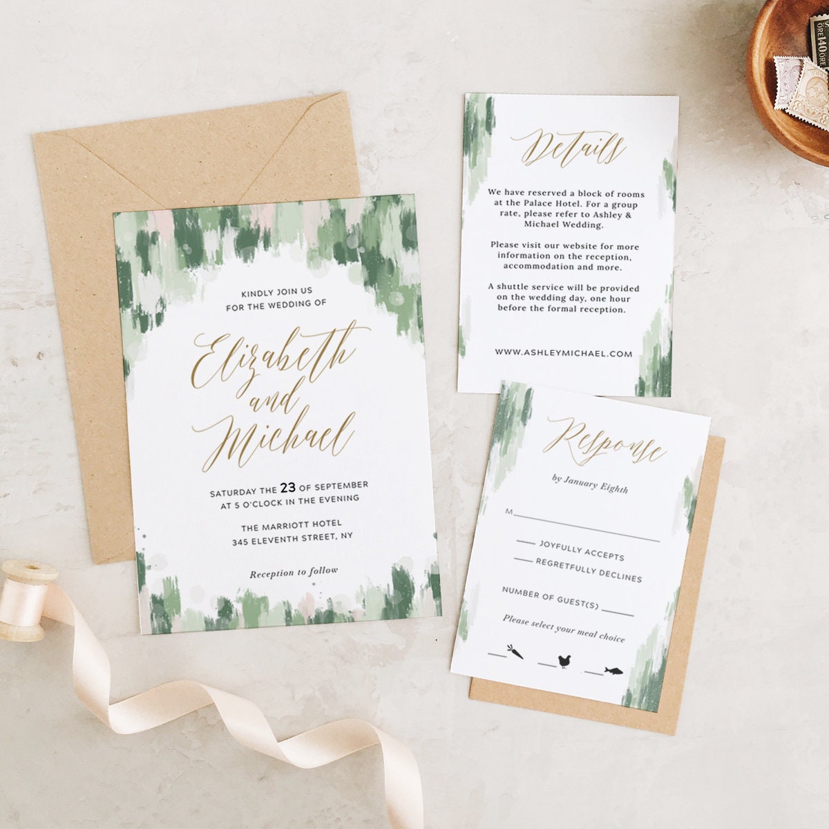 Greenery Wedding Invitation Template Greenery Abstract | Etsy Greenery Wedding Invitation Template Greenery Abstract | Etsy