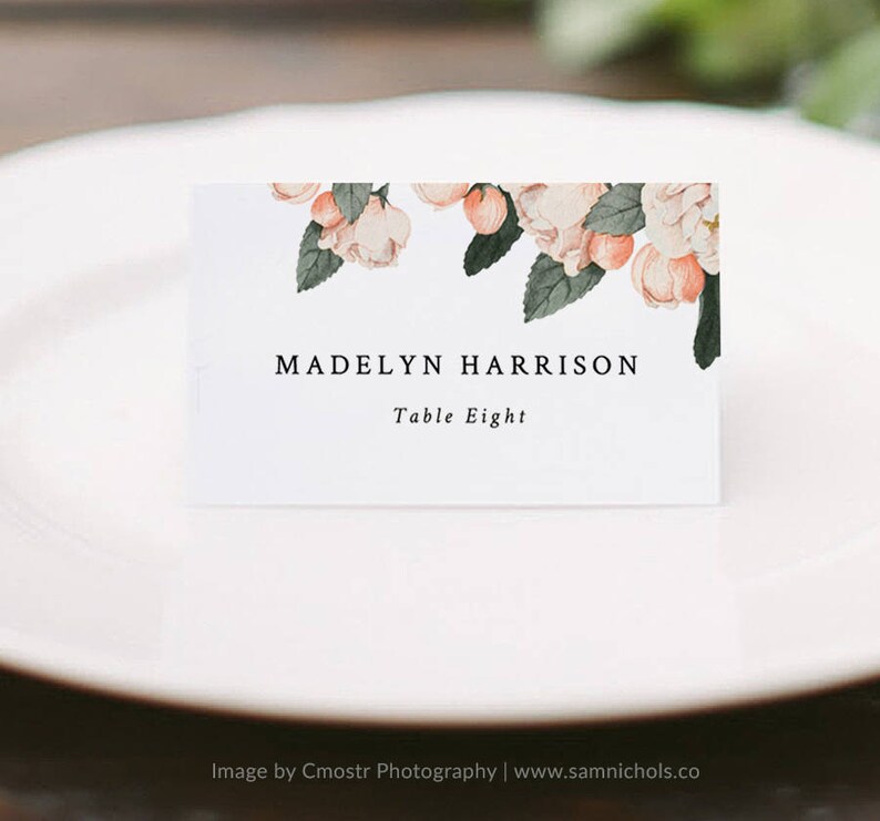 Floral Place Card Template Printable Place Cards Name Cards Vintage Wedding Wedding Place Cards Escort Cards Edit in Word or Pages