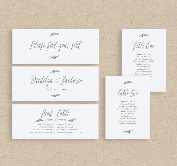 Wedding Seating Chart Cards Template