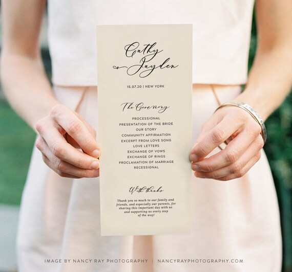 Classic Wedding Programs Template Calligraphy Program Etsy