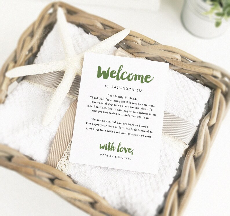Printable Welcome Cards Wedding Welcome Cards Edit in Word or Pages Welcome Card Template Wedding Travel Cards