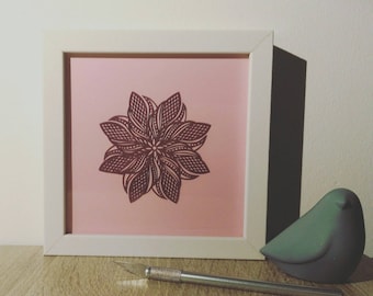 Cadre épais kirigami "fleur de mandala" *découpe manuelle*