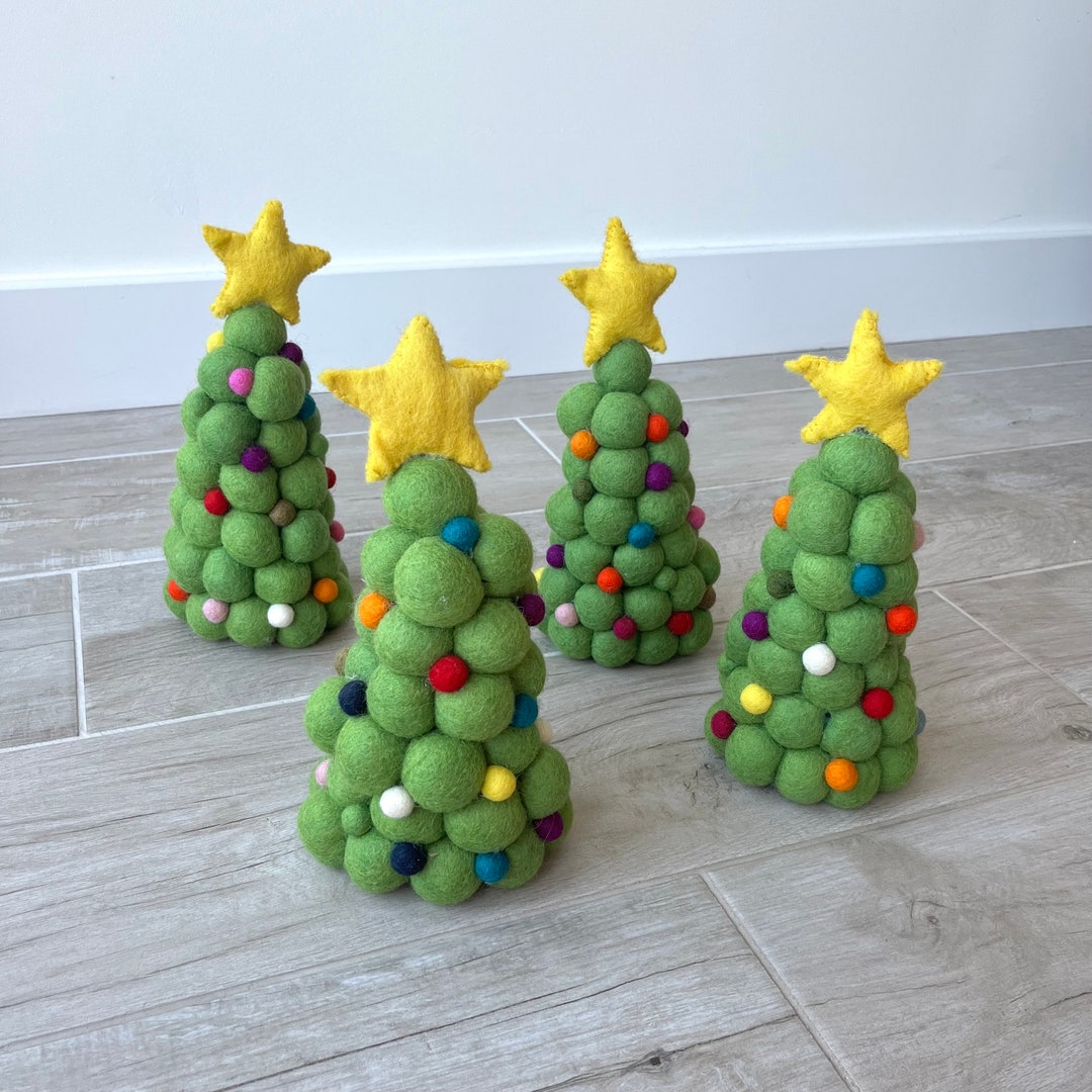 Felt Christmas Tree Needle Felt Christmas Decor Felt Balls Etsy