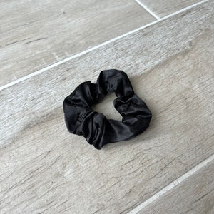 Black Hair Scrunchie - Silk Satin Scrunchie - Hair Tie - Hair Bobble - Hair Acessories