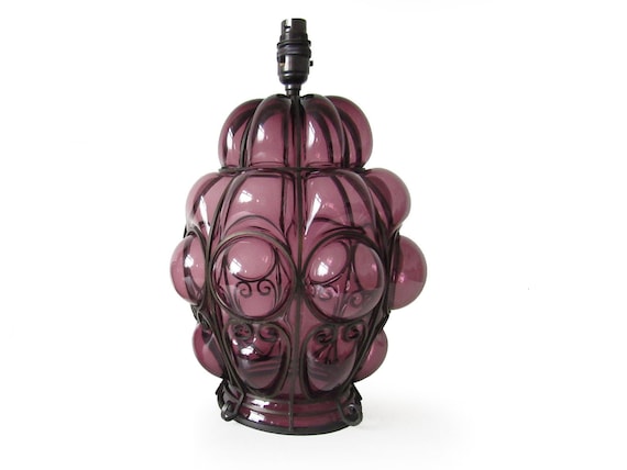 Italian Glass Purple Caged, Caged Glass Table Lamp