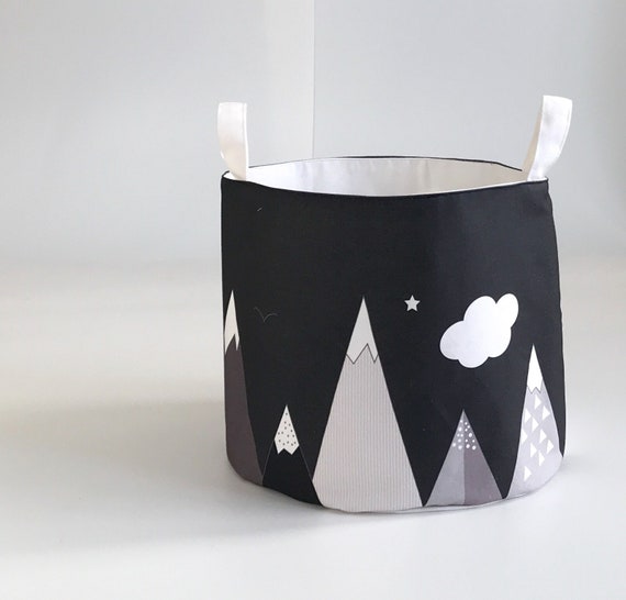 Mountains Nursery Toy Storage Basket Black And White Boys Etsy