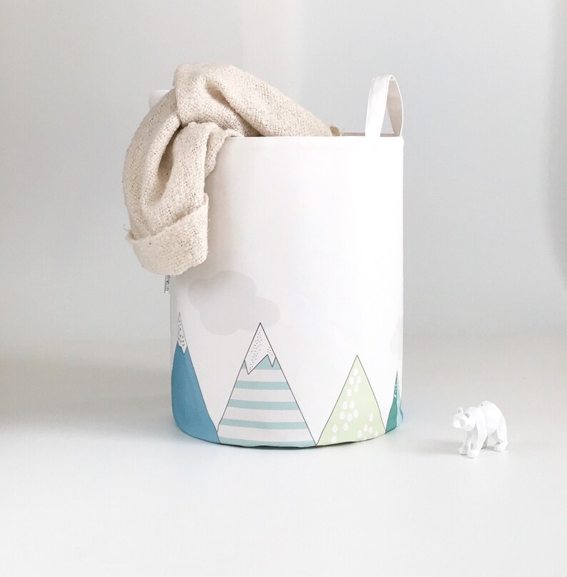 Childrens toy storage basket. Canvas nursery laundry basket. Etsy