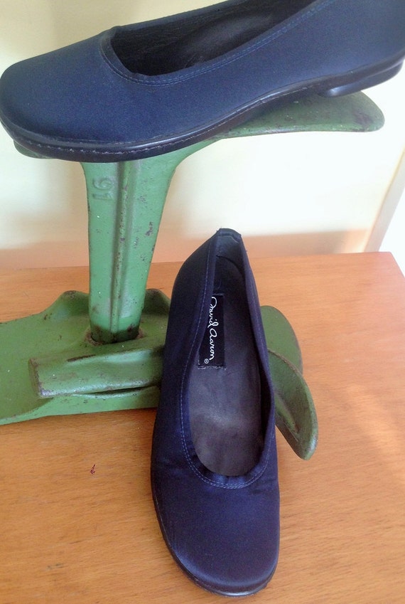 Early 90s Midnight Blue Matte Satin Ballet Flats S