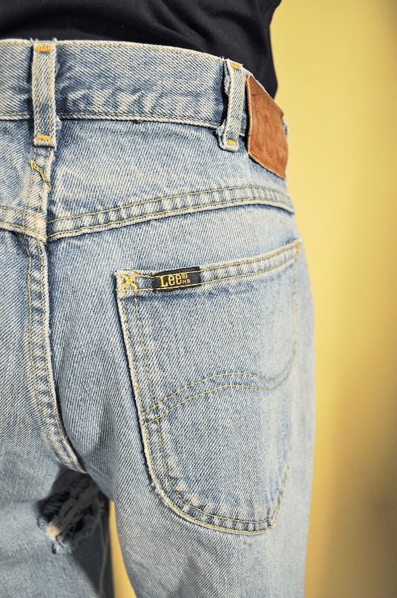 80s-90s Vintage Lee Denim Faded Distressed Jeans