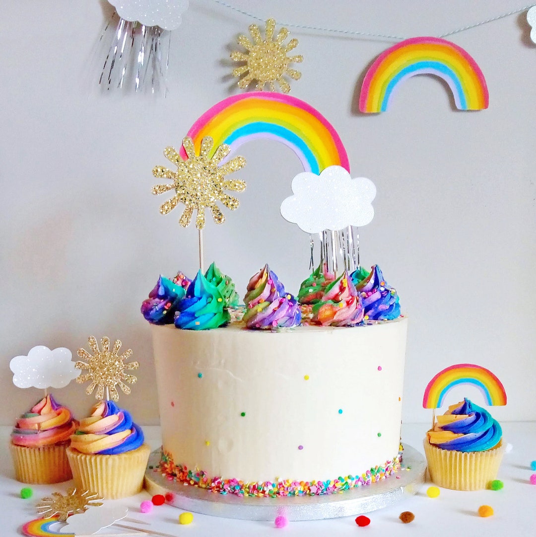 IZOEL CAKE TOPPER Torta Unicorno Kit Nuvola Arcobaleno Palloncino Happy