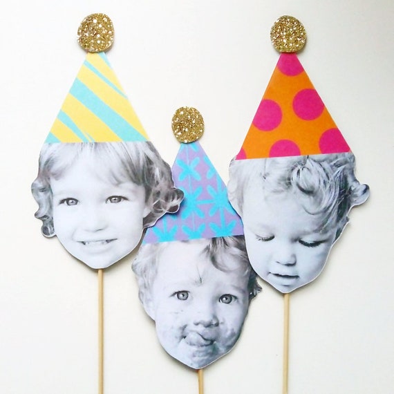 Large Birthday Cake Toppers, Pack of 3, Sparkly Party Hats
