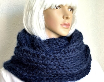 Hand knitted women's mohair snood - scarf