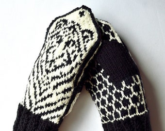 Hand Knit Women's Tiger Zodiac Mittens